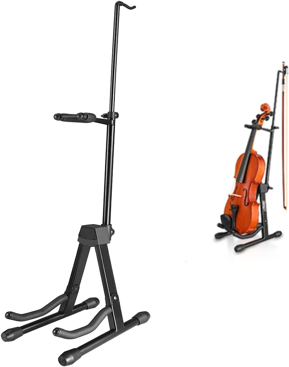 Eastar Est-006 Violin Stand Viola Stand W/ Bows Hook Holder Portable Adjustable