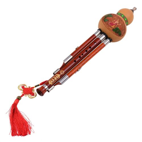 3 Tone C-key Hulusi Gourd Cucurbit Flute Solid Wood Pipe Chinese Traditional