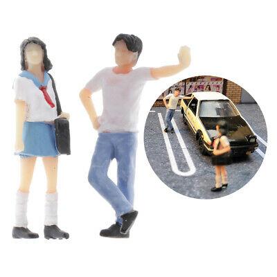2x Standard Resin Miniatures Uniform Student Figure Boy And Girl Train 1/64