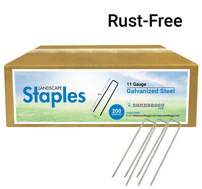 Sandbaggy 200 Rust Free Landscape Staples~ 6 Inch Sod Garden Stakes Square Pins